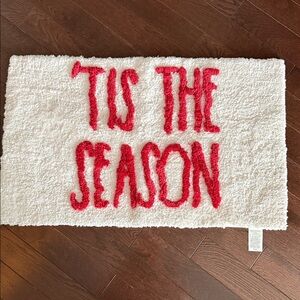 Rae Dunn Red and White 'Tis The Season' Mat